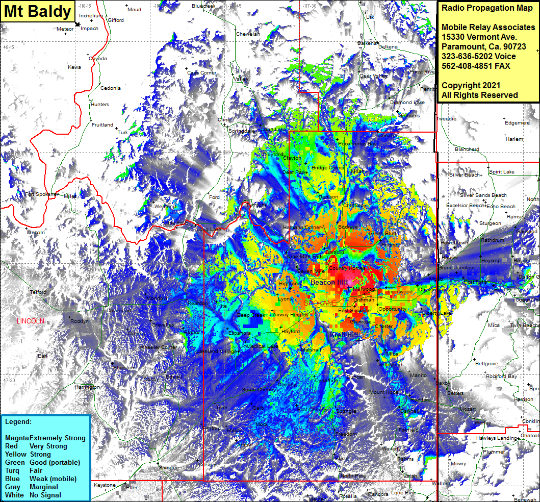 heat map radio coverage Mt Baldy